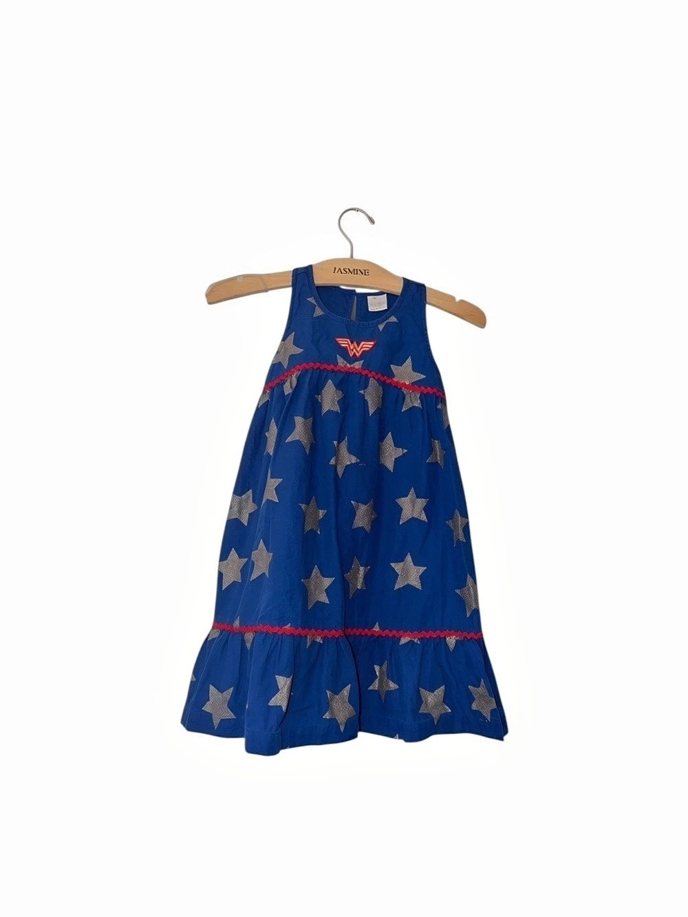 Hanna Andersson Wonder Woman dress Girls Blue metallic Star Print Size 8 130